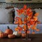 24” Lighted Maple Leaves Tree – 2FT Autumn Table Decor with 24 LED Lights & 12 Wood Pumpkin Ornaments, Battery-Powered Timer Artificial Fall Tree for Home & Thanksgiving Decorations